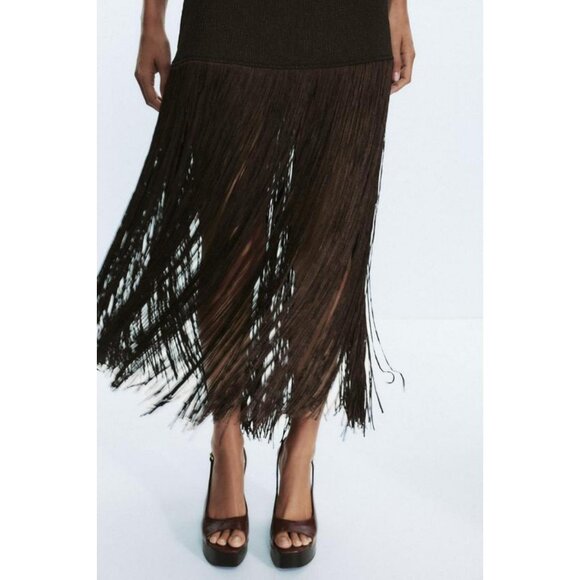 ZARA FRINGED FITTED DRESS - Picture 8 of 10